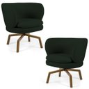 Ver imagem 1 de Kit 2 Poltronas Decorativas Melissa Base Ka Giratória Castanho B-303 Veludo Verde Musgo - Domi