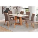 Ver imagem 1 de Conjunto: Mesa de Cozinha Lins C/ Tampo Madeirado C/ Vidro 160x90cm e 6 Cadeiras Bella Nature/suede