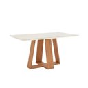 Ver imagem 7 de Conjunto: Mesa de Cozinha Lins C/ Tampo Madeirado C/ Vidro 160x90cm e 6 Cadeiras Bella Nature/suede
