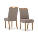 Ver imagem 6 de Conjunto: Mesa de Cozinha Lins C/ Tampo Madeirado C/ Vidro 160x90cm e 6 Cadeiras Bella Nature/suede