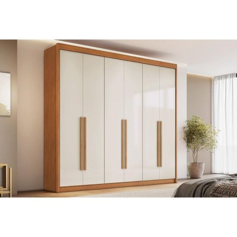 Guarda Roupa Casal 6 Portas e 6 Gavetas Santiago Cinamomo/off White - Conquista