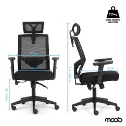 Cadeira de Escritório Presidente Moob Armênia Ergonômica Giratória com Encosto Reclinável - 4 Cadeira de Escritório Presidente Moob Armênia Ergonômica Giratória com Encosto Reclinável - 4