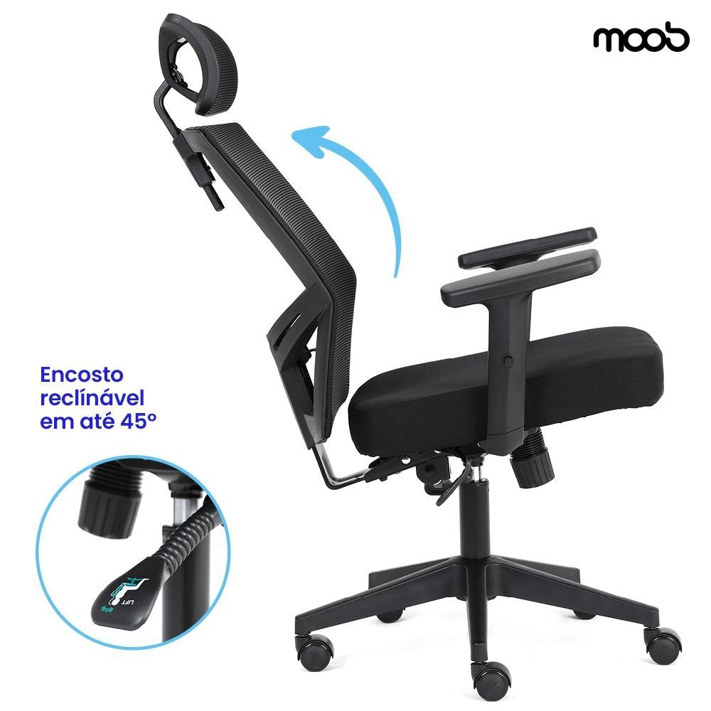 Cadeira de Escritório Presidente Moob Armênia Ergonômica Giratória com Encosto Reclinável - 5