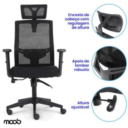 Cadeira de Escritório Presidente Moob Armênia Ergonômica Giratória com Encosto Reclinável - 3 Cadeira de Escritório Presidente Moob Armênia Ergonômica Giratória com Encosto Reclinável - 3