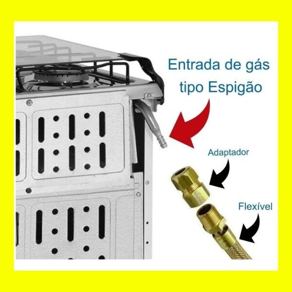Mangueira Latão 1,20mt + Adaptador Instalação Gás Glp e Gn - 2