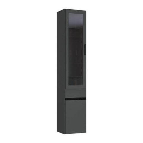 Paneleiro Armário de Cozinha com Vidro 2 Portas 36cm Suspenso Milano Multimóveis MP3429 Grafite/