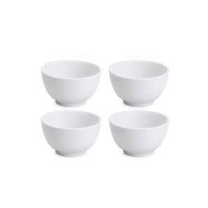 Jogo 4 Tigelas de Porcelana Branca Bowl 510ml Cumbuca Japonesa Bela Vista