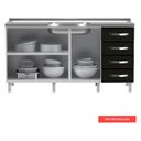 Ver imagem 5 de Balcão de Cozinha de Aço Quádruplo sem Tampo para Pia 160cm Clara Multimóveis CR6149 Branco/