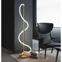 Luminária Chão Moderna Luxo Coluna Metálica Slim Iluminação Mangueira Led 360° - 1,40m Dourada - 3