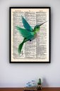 Ver imagem 1 de Quadro Decorativo Beija Flor Verde Vintage - 70x50cm:moldura Branca
