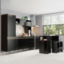 Ver imagem 1 de Kit Cozinha Americana Completa Vitória Balcão Bancada Ilha Adega 2 Banquetas Alta MDP Preto - MENU