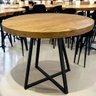Mesa de Jantar redonda 100cm 4 Lugares  Madeira Maciça Estilo Industrial - 3
