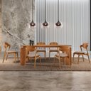 Ver imagem 1 de Mesa de Jantar Tokyo Tampo 180cm Madeira Laminado com 6 Cadeiras Celeste Gold Marrom/Brisa/Cinamomo