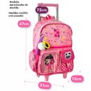 Ver imagem 3 de Kit Mochila Escolar de Rodinhas Luluca Estampada e Lancheira Clio Style Rosa