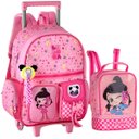 Ver imagem 1 de Kit Mochila Escolar de Rodinhas Luluca Estampada e Lancheira Clio Style Rosa