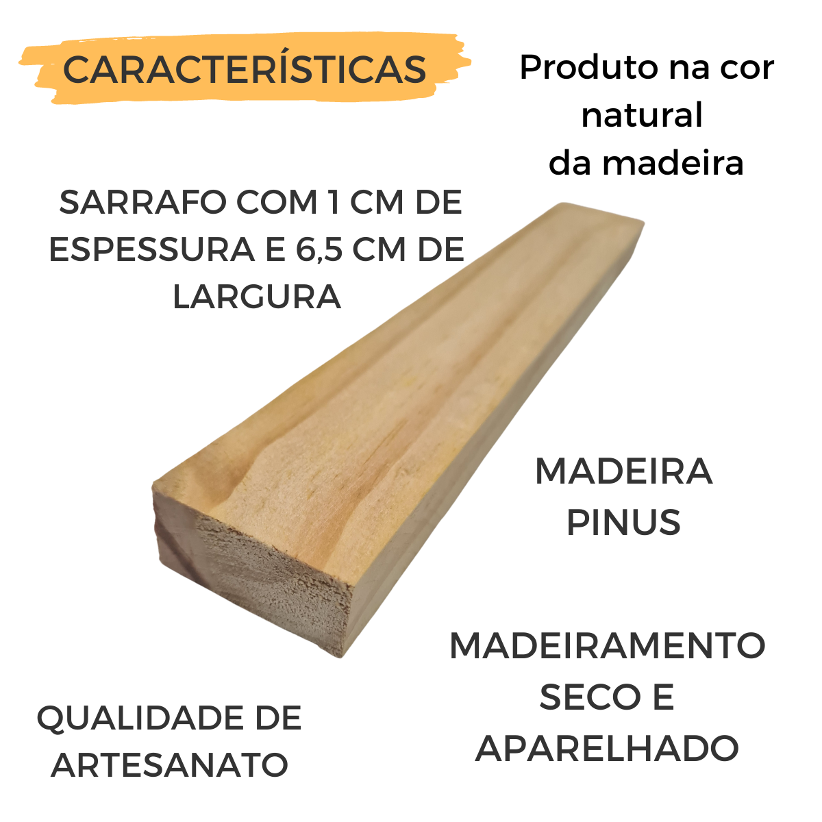 6 Sarrafo Artesanato Madeiras Pinus 6,5cm X 1cm X 50cm - 3
