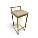 Ver imagem 2 de Banqueta Quadro com Encosto Estofada Metalon Dourado Bege - 65cm