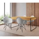 Ver imagem 1 de Mesa Jantar Industrial Canela 137X90Cm Com 4 Poltronas Brancas Base Ferro Pr Cor: Canela