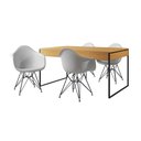 Ver imagem 6 de Mesa Jantar Industrial Canela 137X90Cm Com 4 Poltronas Brancas Base Ferro Pr Cor: Canela