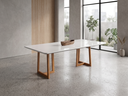 Ver imagem 1 de Mesa Londrina 220cm c/Vidro para Sala de Jantar Cinamomo/Off White
