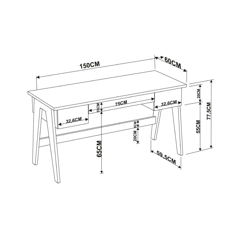 Escrivaninha Trend Home Office com 3 Gavetas - Hanover/Off W - 4