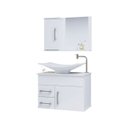 Ver imagem 3 de Gabinete Banheiro Turin 50 Cm Armário com Espelheira e Cuba:branco