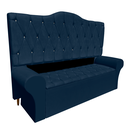 Ver imagem 1 de Conjunto Cabeceira King Casal e Recamier Baú 195cm Calçadeira Estofado:suede Azul Marinho