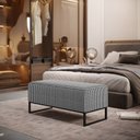 Ver imagem 2 de Puff Decorativo Sala de Estar Cléo W01 Base Ferro 90 cm Suede Pied Poule - Lyam Decor
