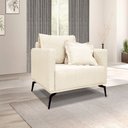 Ver imagem 3 de Kit Poltrona e Sofá Living 2 Lugares 1,80m Sirius Linho Bege Pés Metálicos - Pallazio