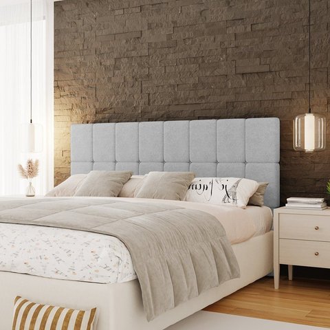 Cabeceira King 192cm Bouclé Estofada Design Moderno para Quarto Linea