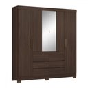 Ver imagem 2 de Guarda-roupa Casal Cádis 4 Portas 6 Gavetas com Espelho Café Touch - Demóbile