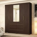 Ver imagem 1 de Guarda-roupa Casal Cádis 4 Portas 6 Gavetas com Espelho Café Touch - Demóbile