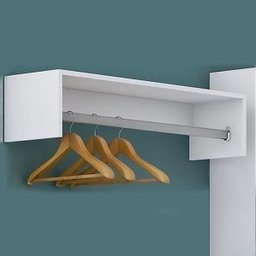 Arara de Roupa Cabideiro Parede 60Cm 100%Mdf Branco - 3