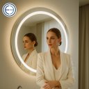 Ver imagem 1 de Espelho 4mm Led 3 Cores 80 Cm Grande Botão Touch Luz Ajustável Redondo Faixa Grossa Frontal