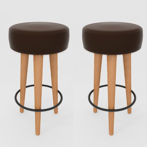 Kit 2 Banqueta Alta Cozinha 70cm Estofada Marrom Café Madeira Maciça Urban