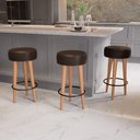 Ver imagem 3 de Kit 2 Banqueta Alta Cozinha 70cm Estofada Marrom Café Madeira Maciça Urban