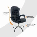 Ver imagem 2 de Kit 6 Cadeiras Escritório Presidente Ergonômica Revestimento em Couro Sintético Base Giratória