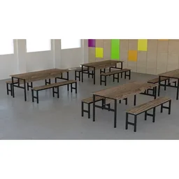 Conjunto Mesa Refeitório 8 Lugares com Banco Separado Copa - 4