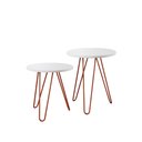 Ver imagem 3 de Mesa de Lateral Duo Lisboa Ferro Cobre Tampo Branco