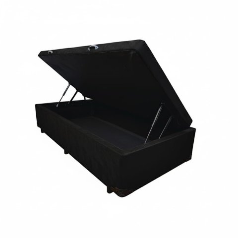 Cama Box Baú Solteirão Blindado Diversas Cores (96x203x42) - Suede Preto
