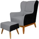 Ver imagem 1 de Poltrona Decorativa Sala de Estar Base Madeira e Puff Milena C-05 C-416 - Domi
