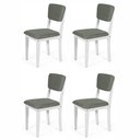 Ver imagem 1 de Kit 4 Cadeiras de Jantar Madeira Maciça Estofadas Ella Branco e Cinza - Straub Web