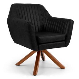 Kit 2 Poltronas Decorativas Dani Base Giromad B-97 Corano Tressê Preto - Domi - 2