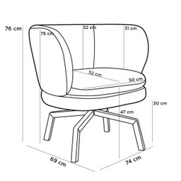 Poltrona Decorativa Sala de Estar Melissa Base Ka Giratória Castanho B-261 Veludo Marrom - Domi - 5