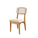 Ver imagem 6 de Mesa de Jantar Redonda Base Ripada c/ 4 Cadeiras 100% MDF Cor:Off White com Freijó e Bege Rústico