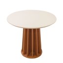 Ver imagem 5 de Mesa de Jantar Redonda Base Ripada c/ 4 Cadeiras 100% MDF Cor:Off White com Freijó e Bege Rústico