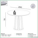 Ver imagem 7 de Mesa de Jantar Redonda Base Ripada c/ 4 Cadeiras 100% MDF Cor:Off White com Freijó e Bege Rústico