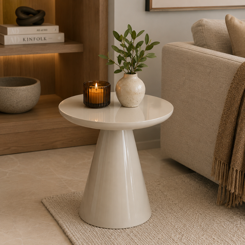Mesa Lateral Cone Baixa: Branco
