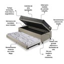 Ver imagem 5 de Bicama Box Baú Viúva 120x203 Linho Bege com Colchão Adapto Molas Ensacadas Ecoflex