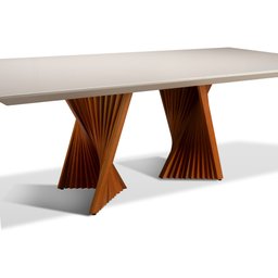 Mesa de Jantar Toronto 06 Lugares 180cm X 105cm, Base em Madeira Maciça e Tampo Off White - 2